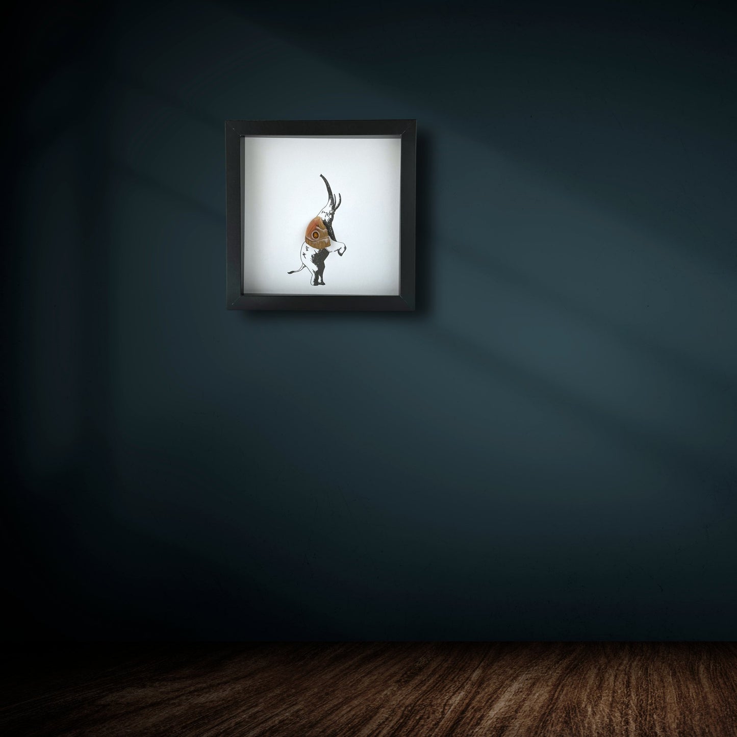 Elephant Trunk Up Custom Framed Art with Real Butterfly Wing - Isms Butterfly Conservation ArtFramed Art