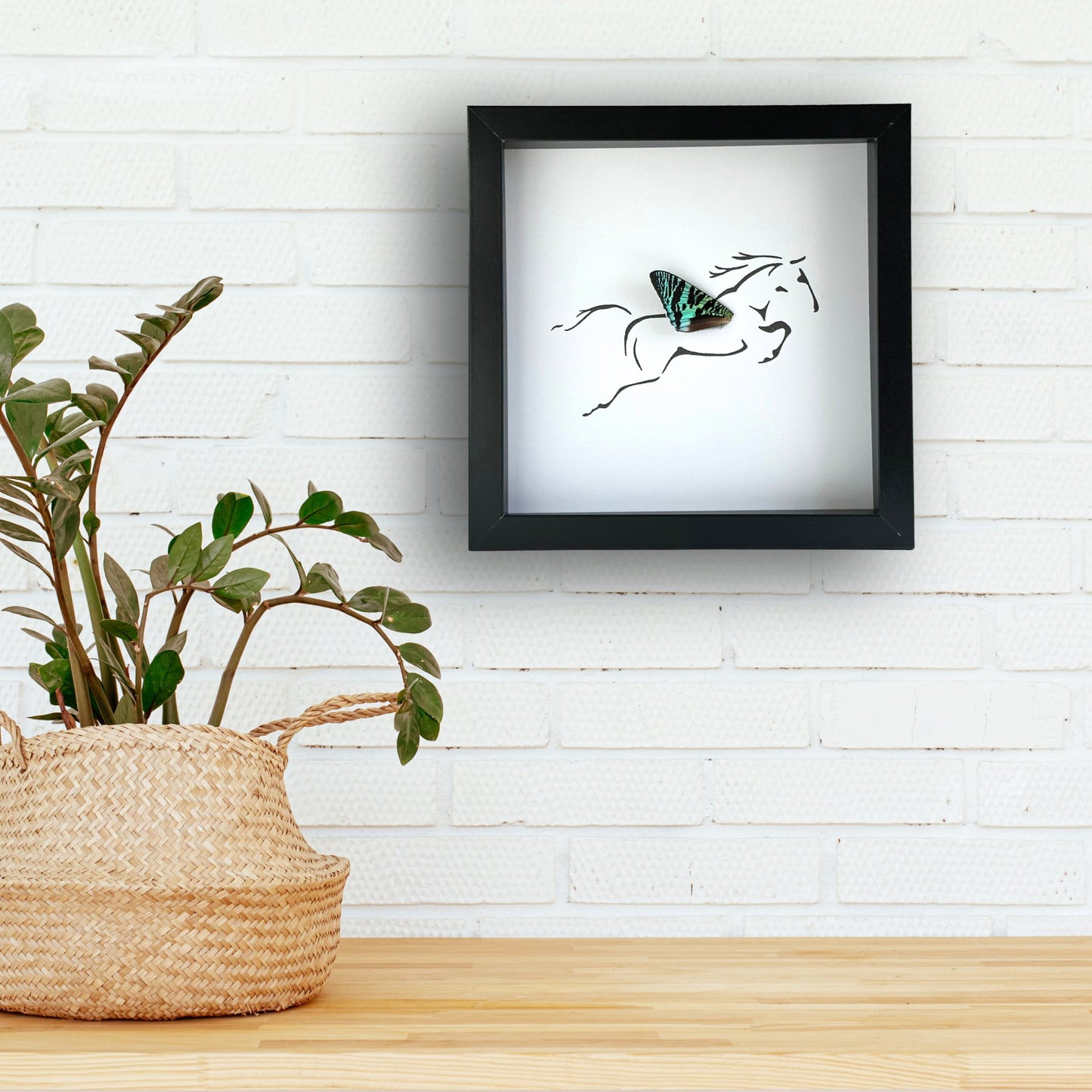 Pegasus Horse Framed Art with Real Butterfly Wing - Isms Butterfly Conservation ArtFramed Art