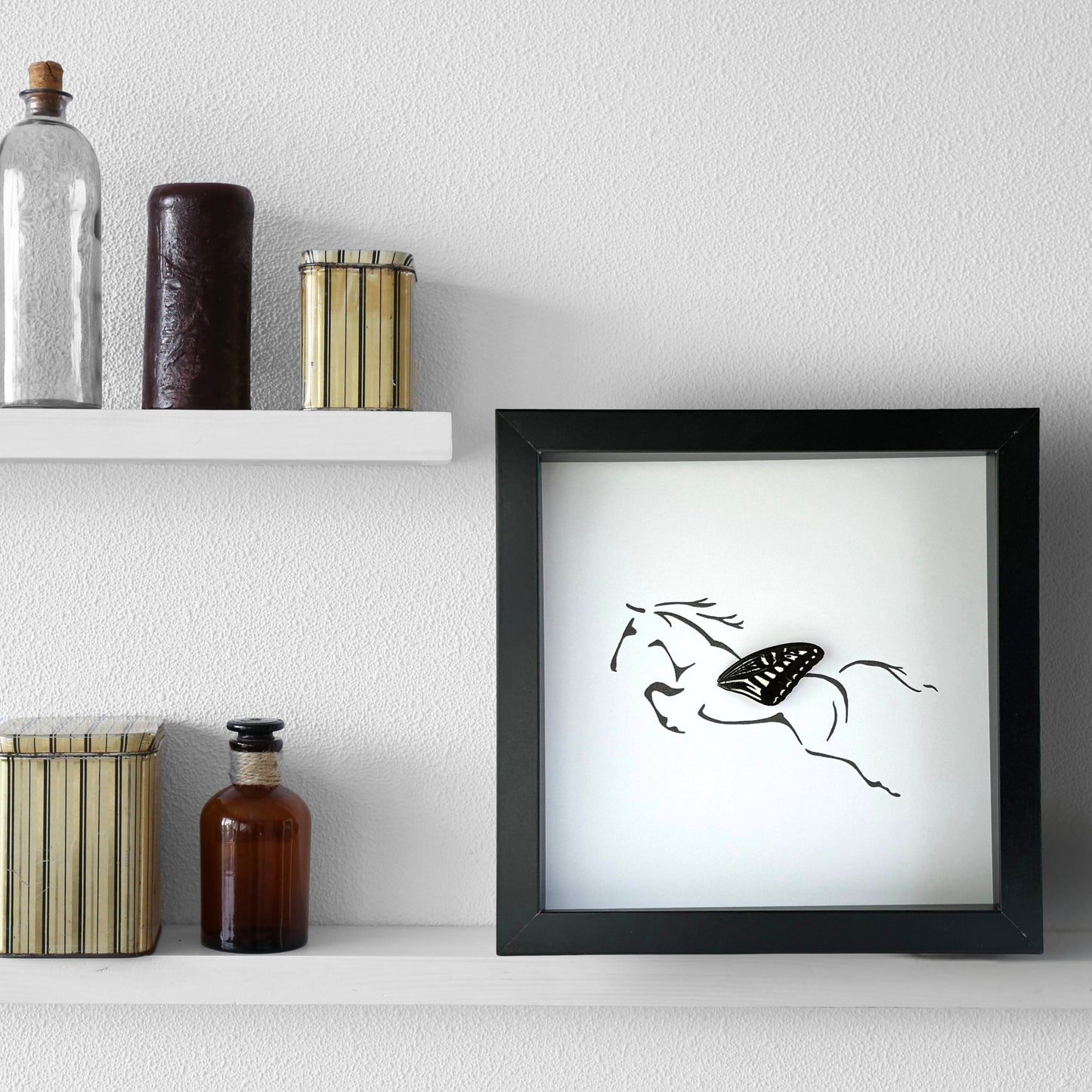 Pegasus Horse Framed Art with Real Butterfly Wing - Isms Butterfly Conservation ArtFramed Art