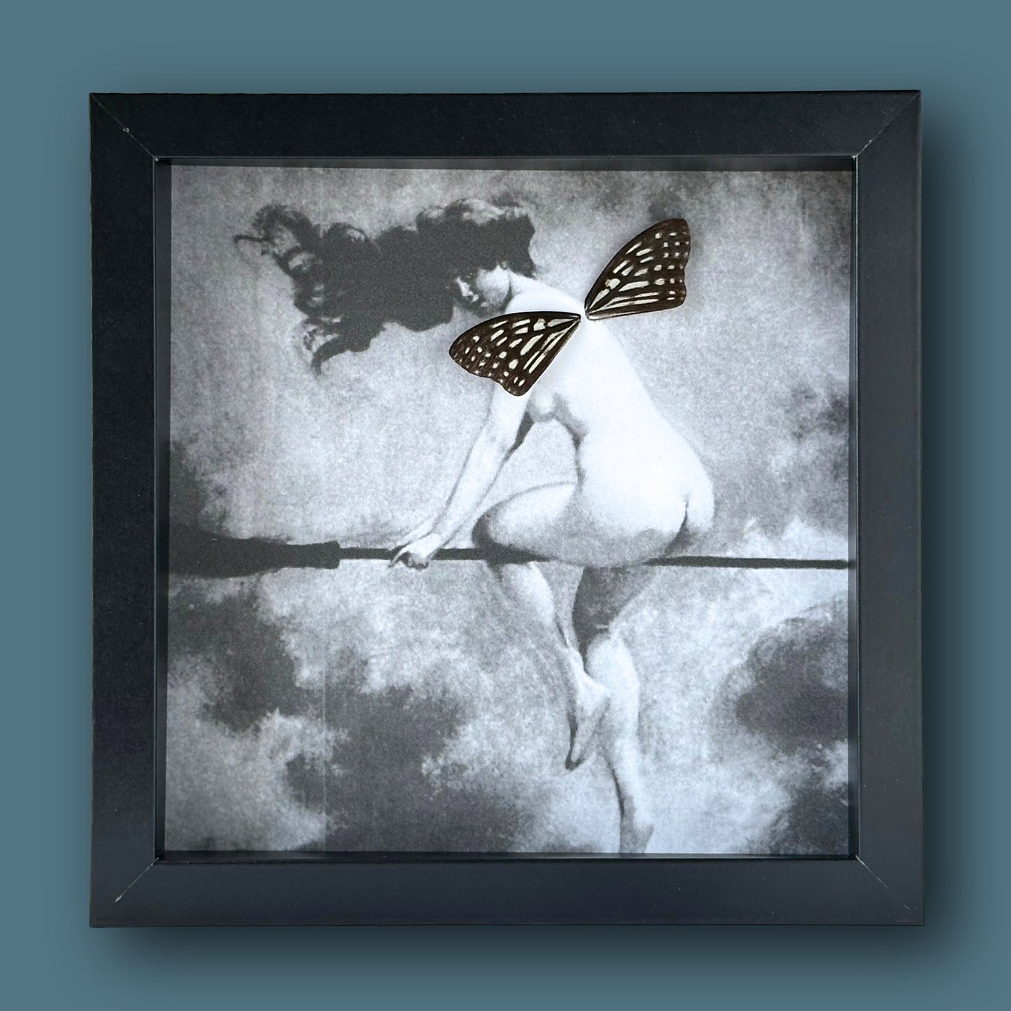 Vintage Witch Painting Print Framed Art with Real Butterfly Wings - Isms Butterfly Conservation ArtFramed Art