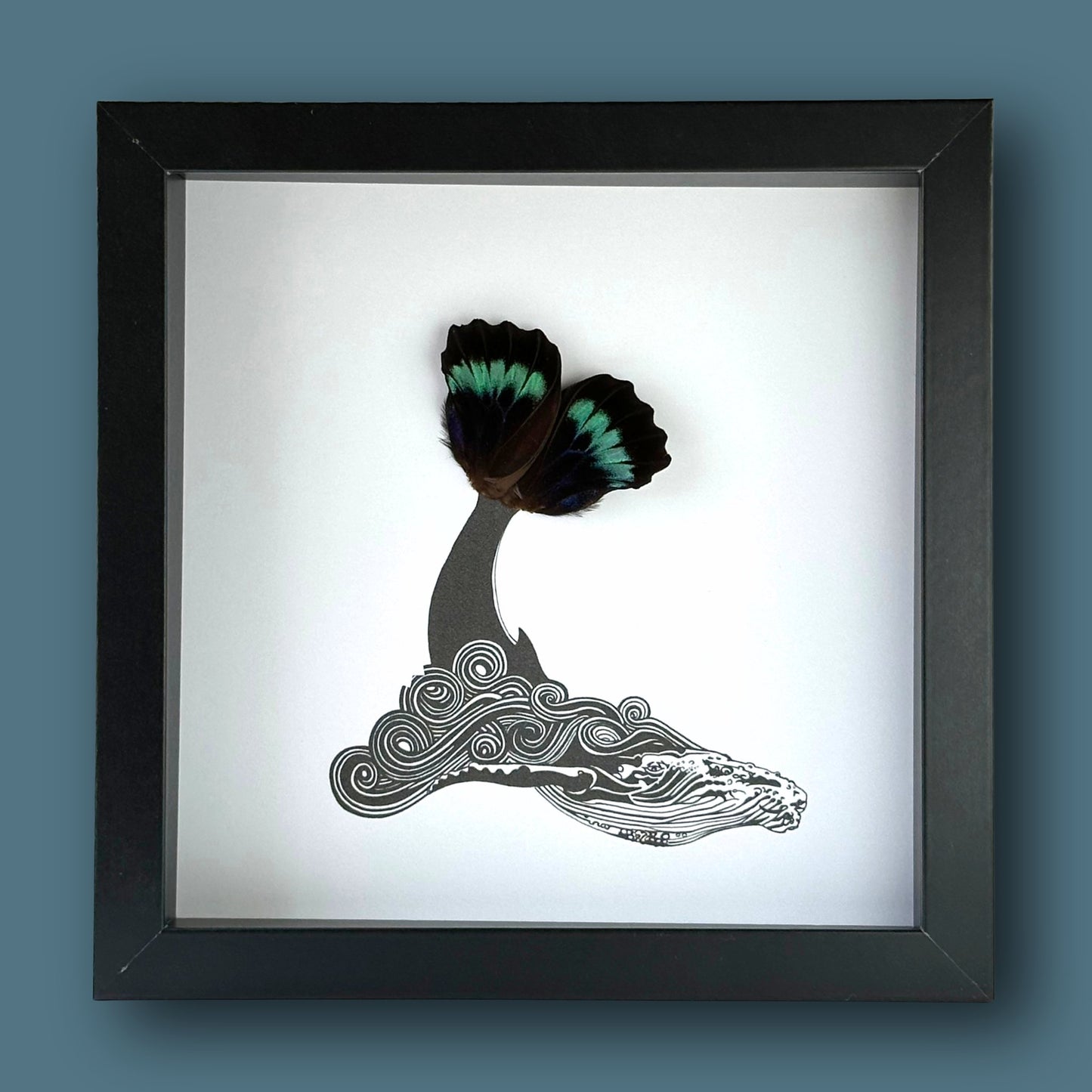 Whale Framed Art with Real Butterfly Wings - Isms Butterfly Conservation ArtFramed Art
