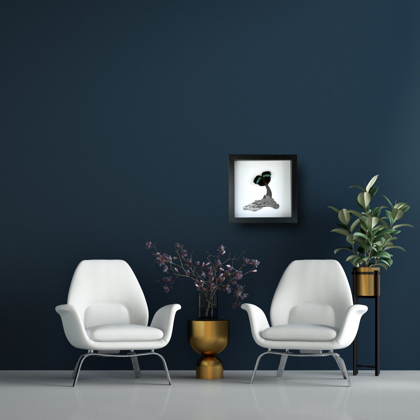 Whale Framed Art with Real Butterfly Wings - Isms Butterfly Conservation ArtFramed Art