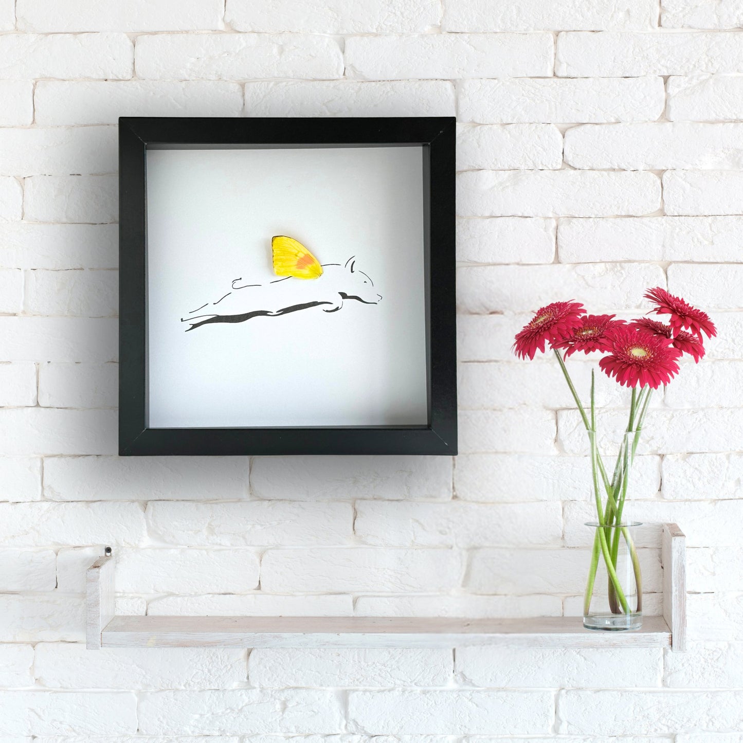 When Pigs Fly Framed Pig Art with Real Butterfly Wing - Isms Butterfly Conservation ArtFramed Art