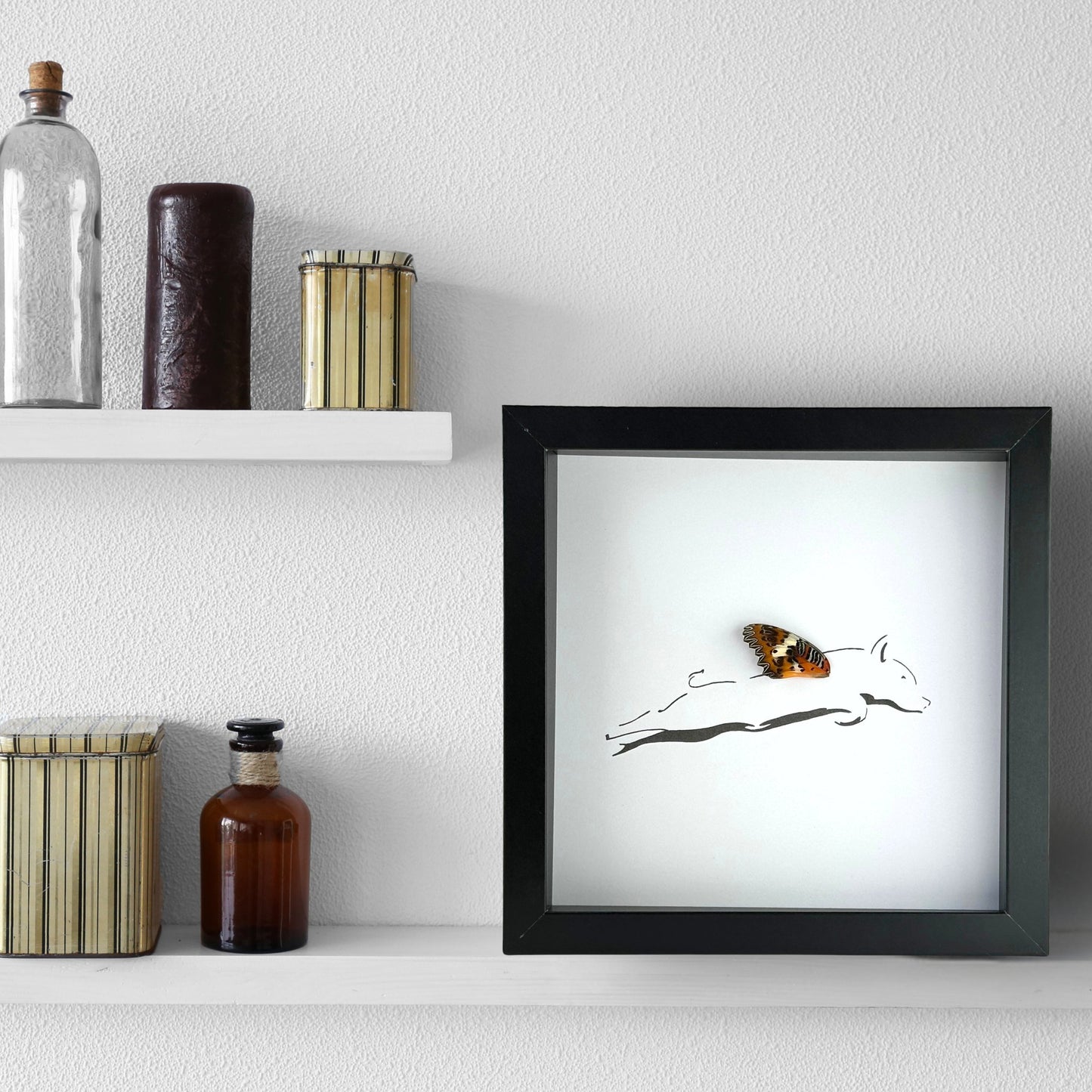 When Pigs Fly Framed Pig Art with Real Butterfly Wing - Isms Butterfly Conservation ArtFramed Art