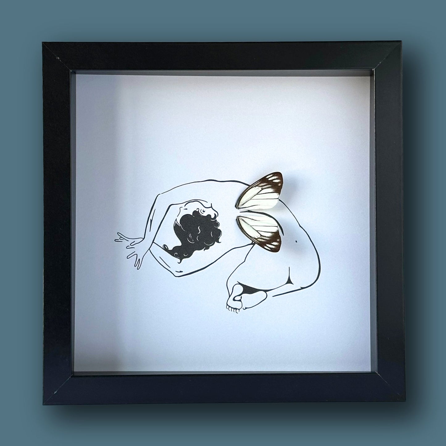 Yoga Human Form Framed Art with Real Butterfly Wing - Isms Butterfly Conservation ArtFramed Art