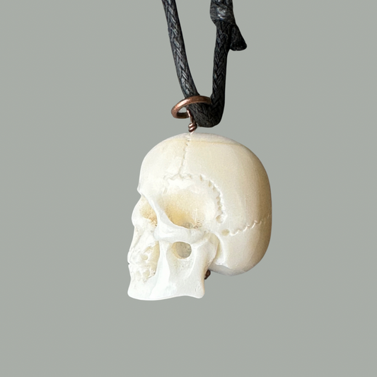 Hand Carved Bison Bone and Horn Skulls - Choose Necklace, Bead or Decor