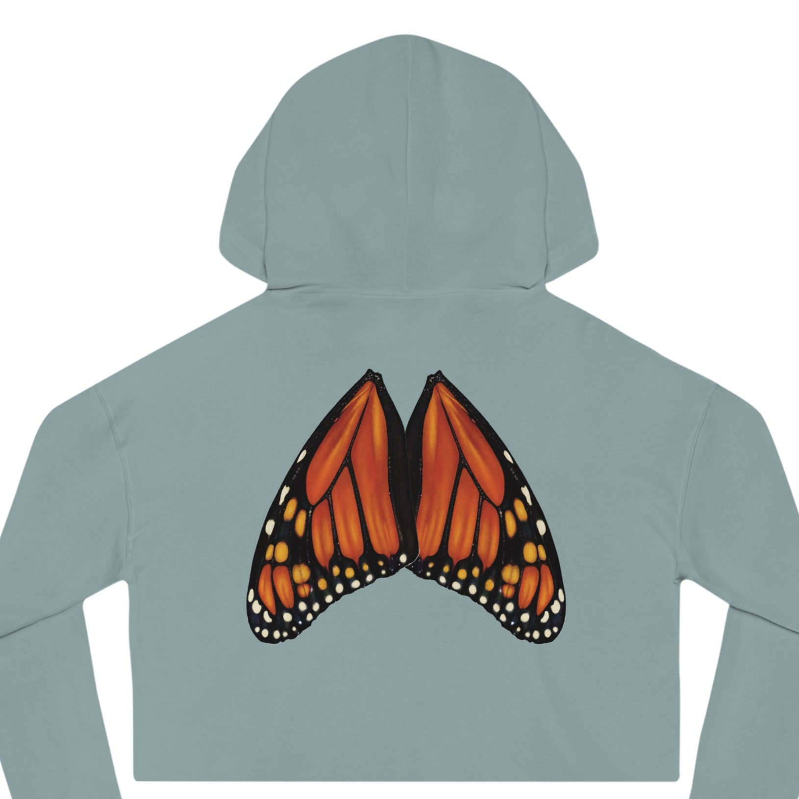 Monarch Wing Cropped Hoodie — Women/Teens, Nature‑Inspired Layer