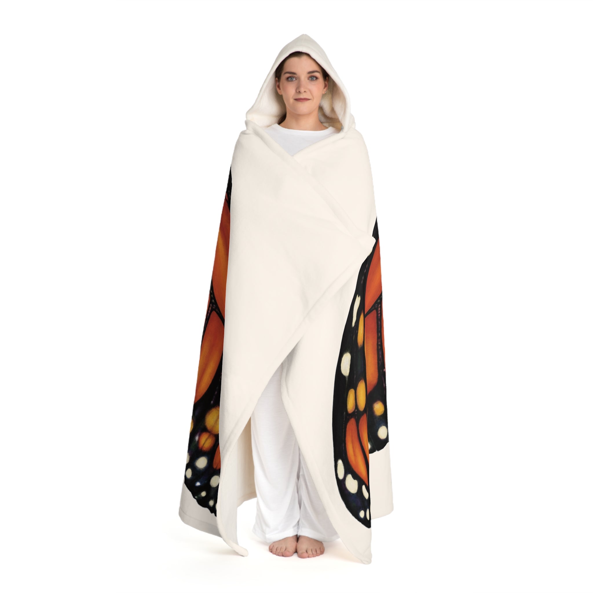 Hooded Sherpa Blanket - Monarch Butterfly Wings