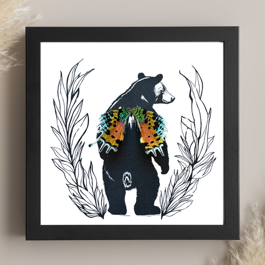 Black Bear Real Butterfly Wing Framed Art From and For Conservation