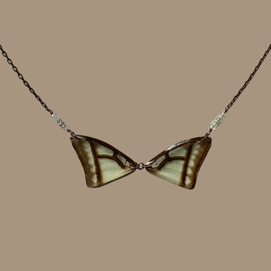 Real Nawab Butterfly Necklace with Zircon and Copper OOAK
