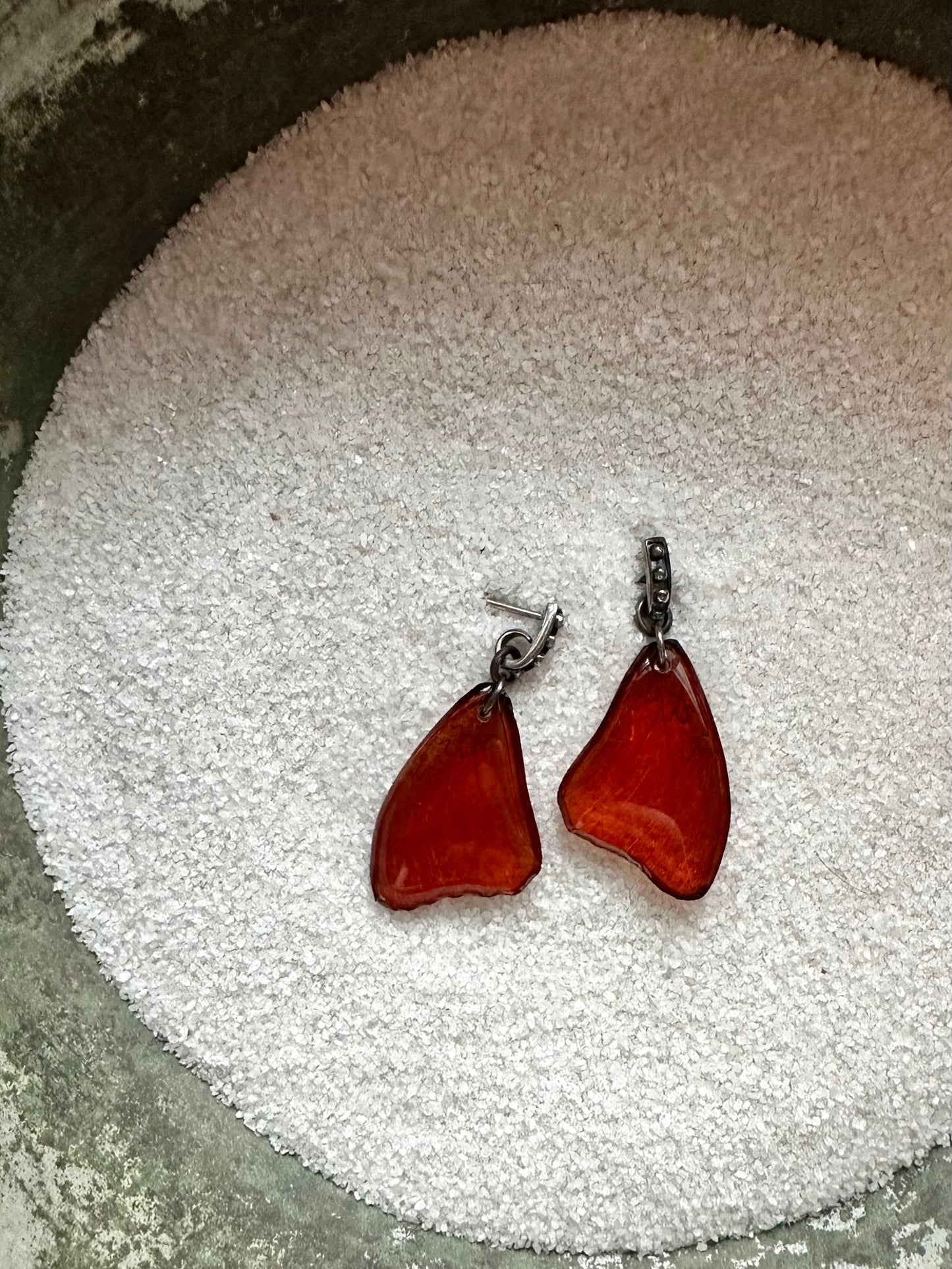 Real Blood Red Glider Butterfly Earrings with Sterling Silver