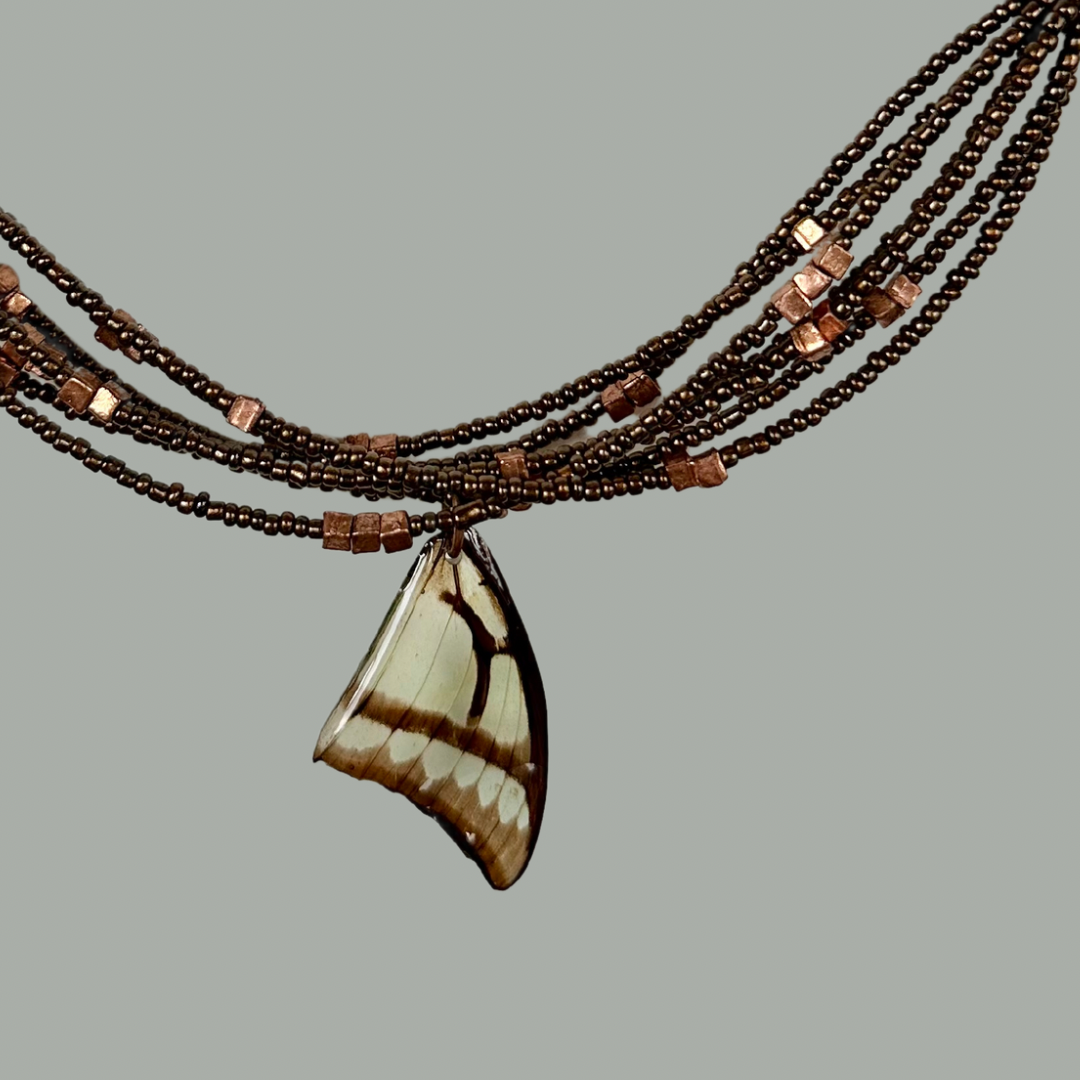Real Nawab Butterfly Necklace with Upcycled Vintage Copper OOAK