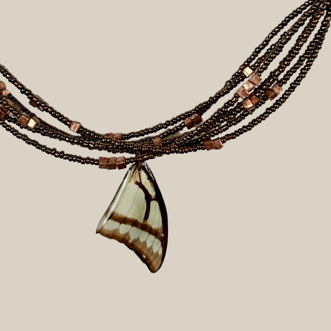 Real Nawab Butterfly Necklace with Upcycled Vintage Copper OOAK