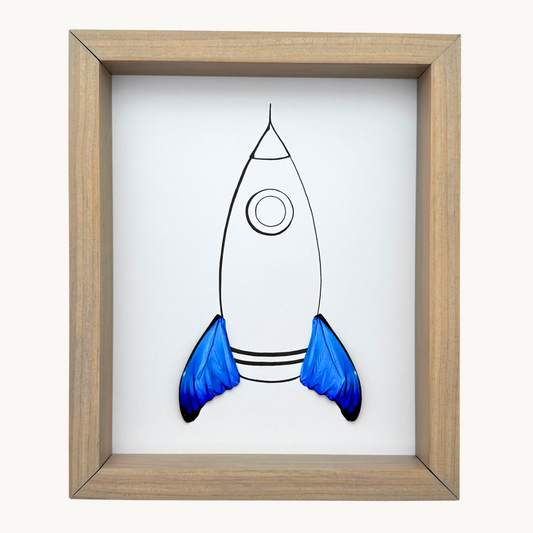 Rocket Real Butterfly Wing Framed Art Ethically Sourced Made in MN USA - Holly Ulm - Isms Butterfly Conservation Art