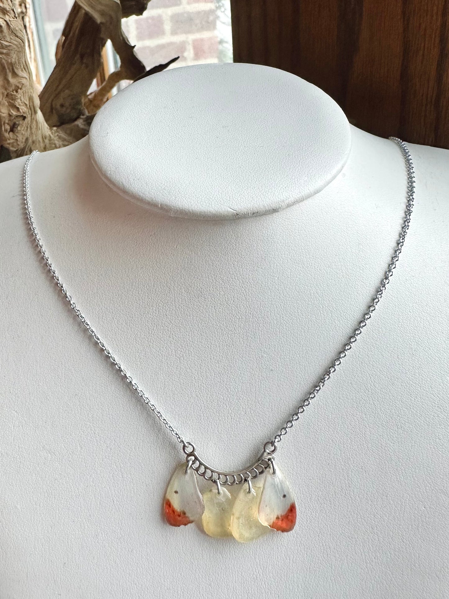 Real Orange Tip Butterfly Necklace - Statement Piece for Nature Lovers
