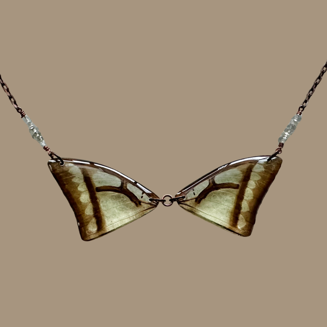 Real Nawab Butterfly Necklace with Zircon and Copper OOAK