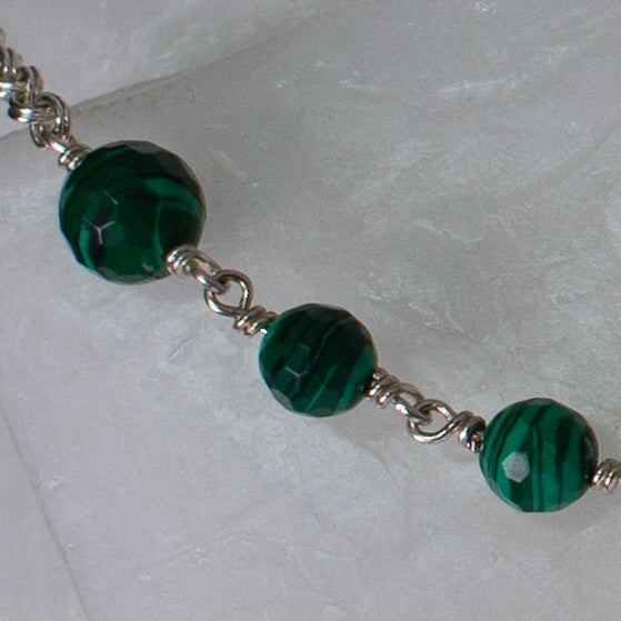 Real Butterfly Wing Necklace - Cloudless Sulphur - Faceted Malachite Silver