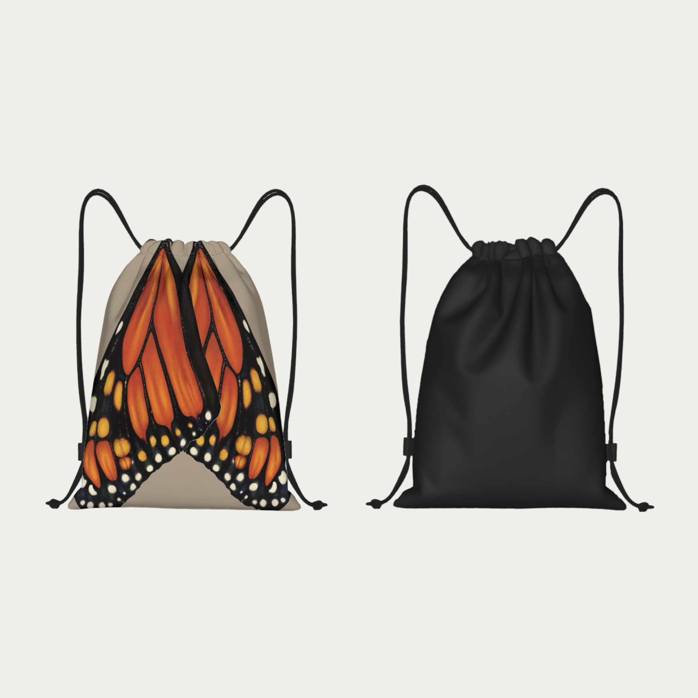 Floating front view of sand sport drawstring bag showing smooth front and back panel and drawstring closure.