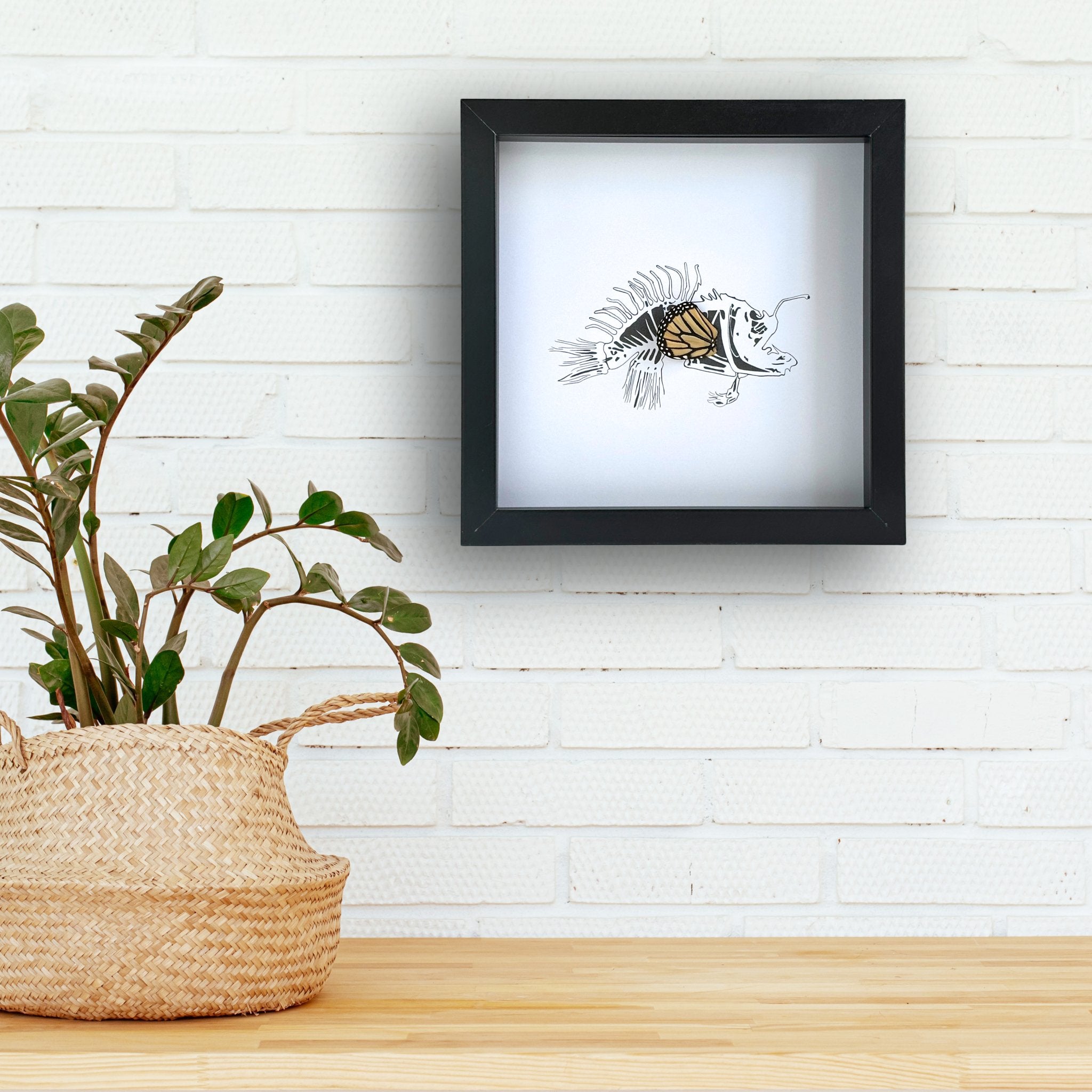 Angler Fish Customized Framed Art with Real Butterfly Wings - Isms Butterfly Conservation ArtFramed Art