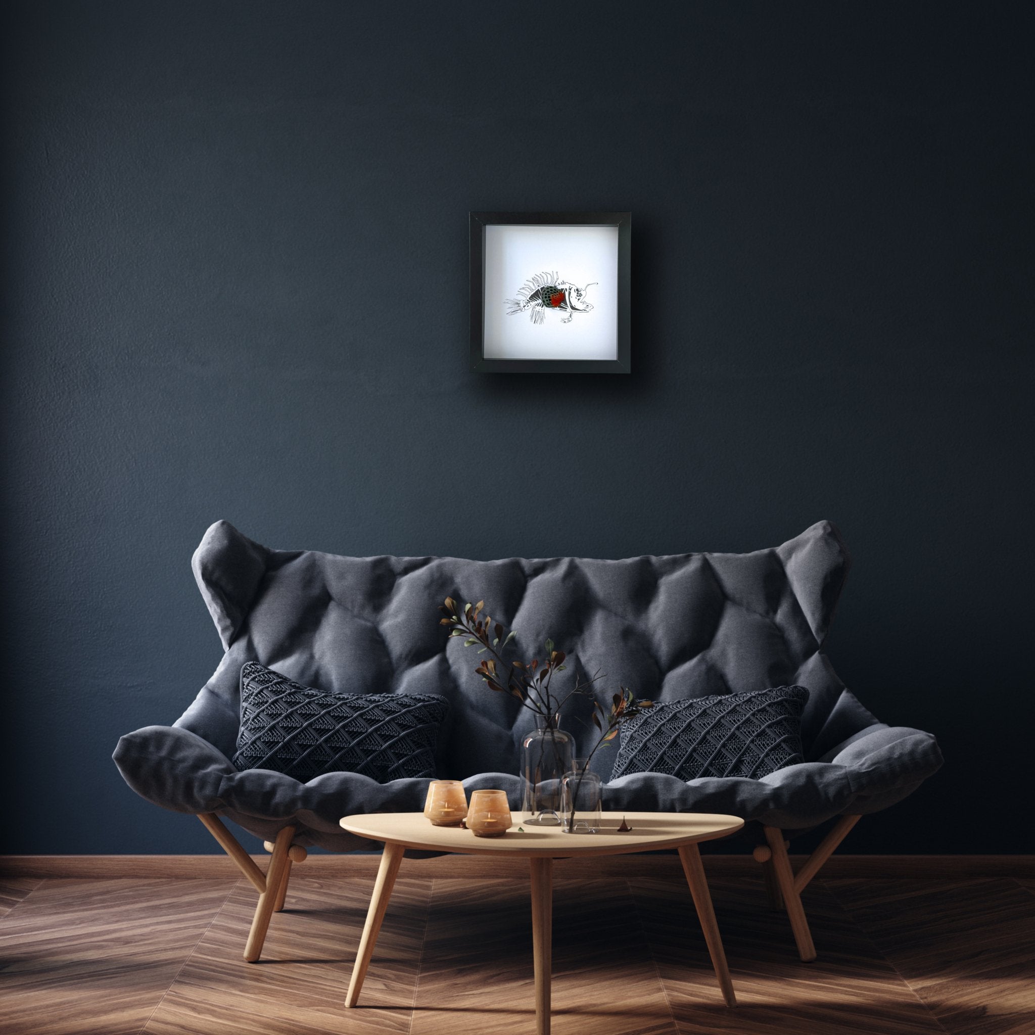 Angler Fish Customized Framed Art with Real Butterfly Wings - Isms Butterfly Conservation ArtFramed Art