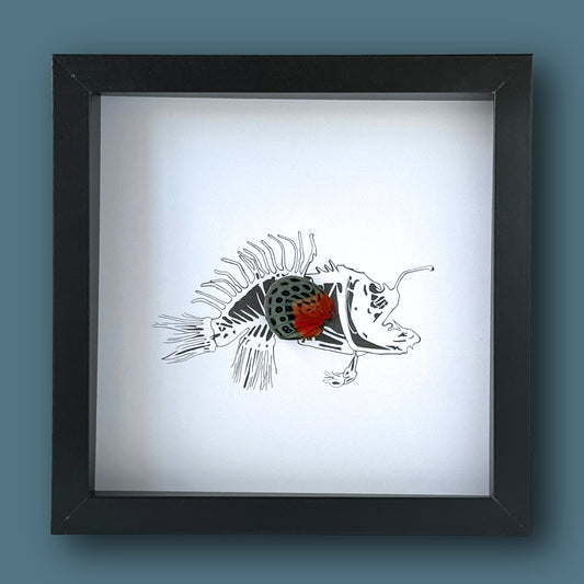 Angler Fish Customized Framed Art with Real Butterfly Wings - Isms Butterfly Conservation ArtFramed Art