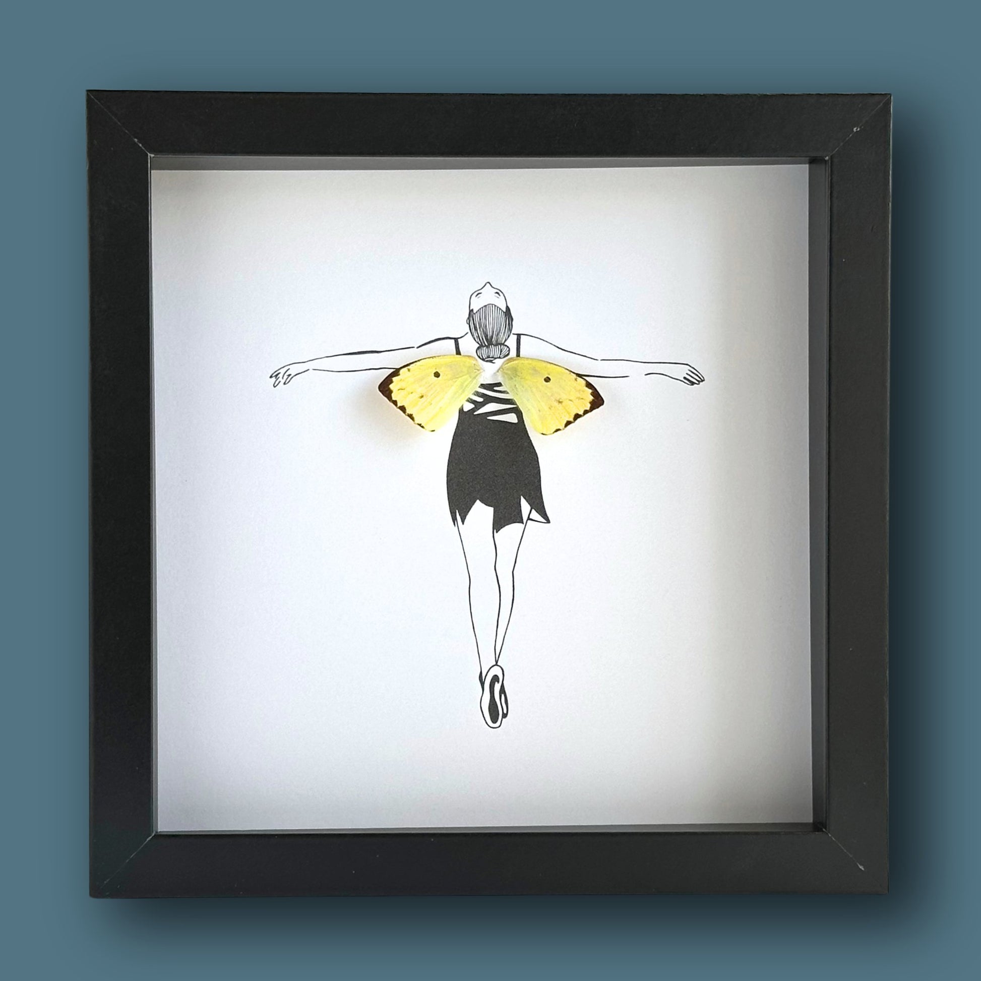 Ballerina Fairy Customized Framed Art with Real Butterfly Wing - Isms Butterfly Conservation ArtFramed Art