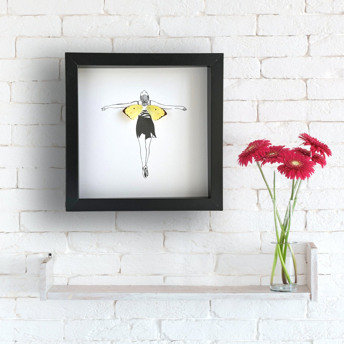 Ballerina Fairy Customized Framed Art with Real Butterfly Wing - Isms Butterfly Conservation ArtFramed Art