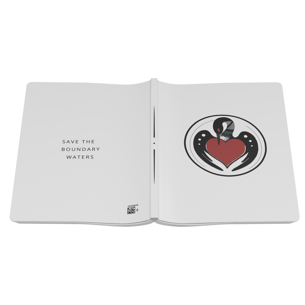 circle-loon-artist-drawing-with-heart-for-minnesota-bwca-200-page-journal-open-upside-down