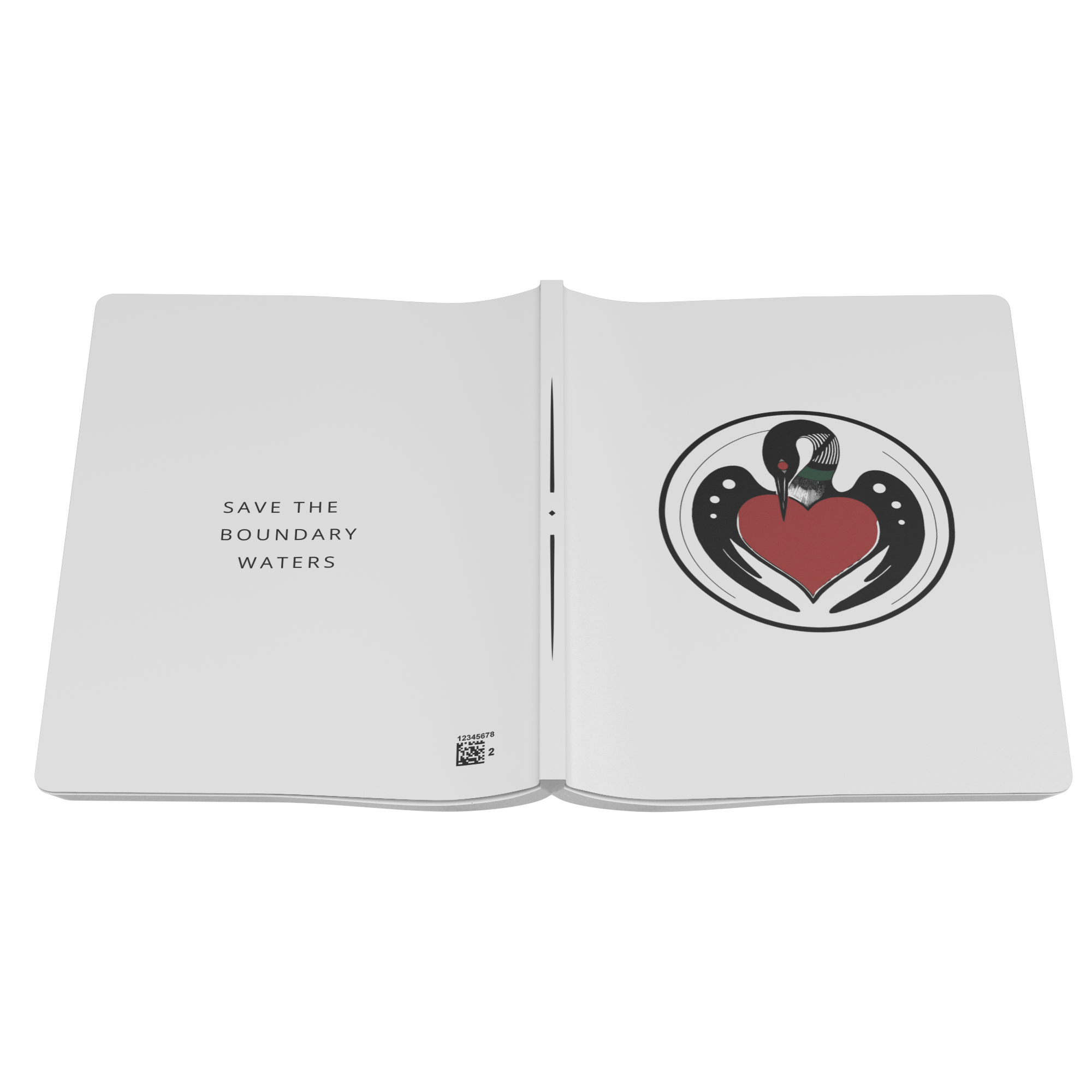 circle-loon-artist-drawing-with-heart-for-minnesota-bwca-200-page-journal-open-upside-down