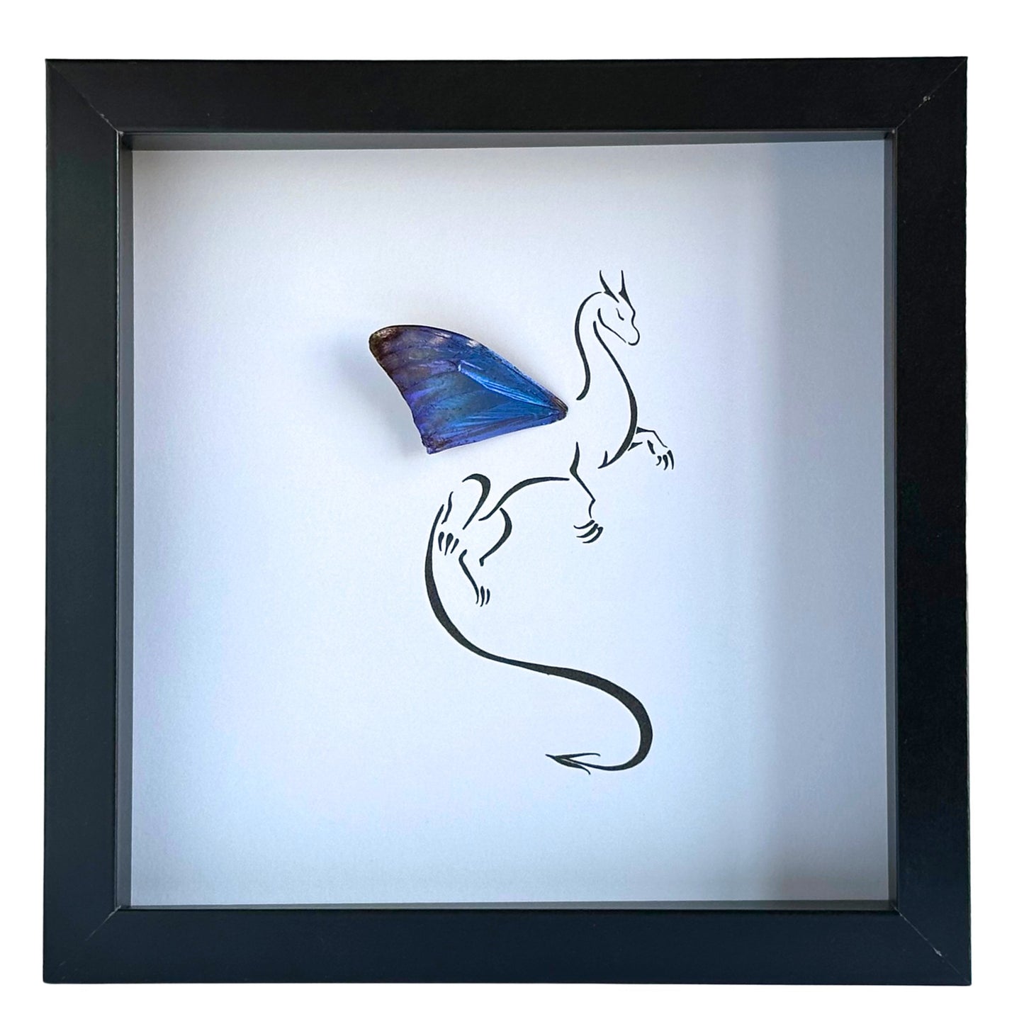 Dragon Custom Framed Art with Real Butterfly Wing - Isms Butterfly Conservation ArtFramed Art