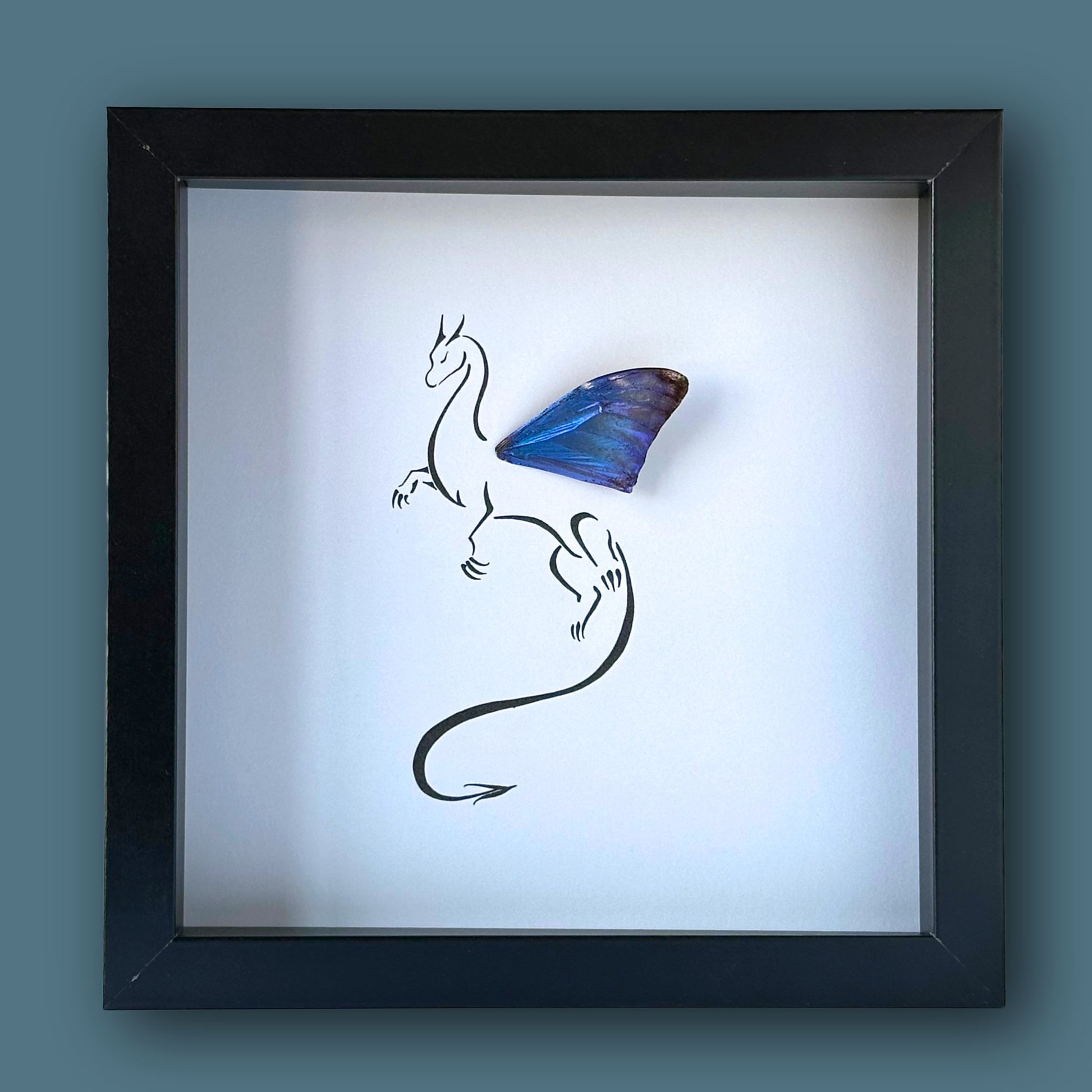 Dragon Custom Framed Art with Real Butterfly Wing - Isms Butterfly Conservation ArtFramed Art