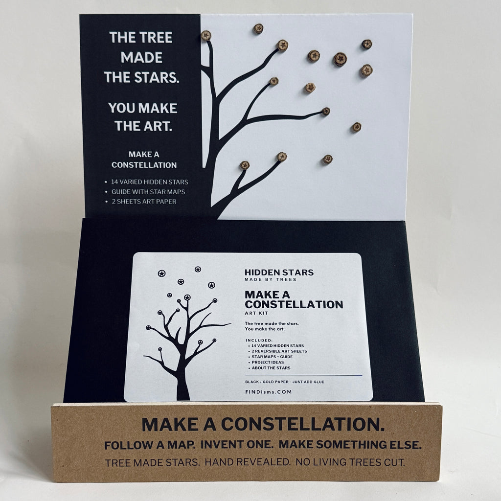 Make a Constellation Hidden Stars Art Kit in its natural wood retail display with real cottonwood stars