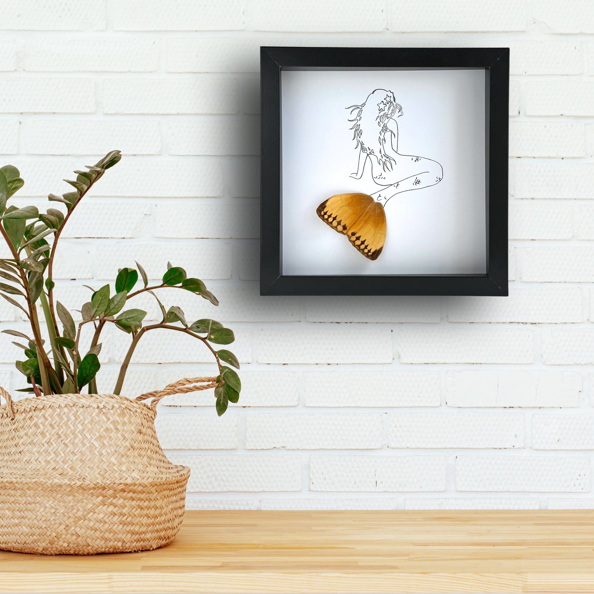 Mermaid Starfish Framed Art with Real Butterfly Wings - Isms Butterfly Conservation ArtFramed Art