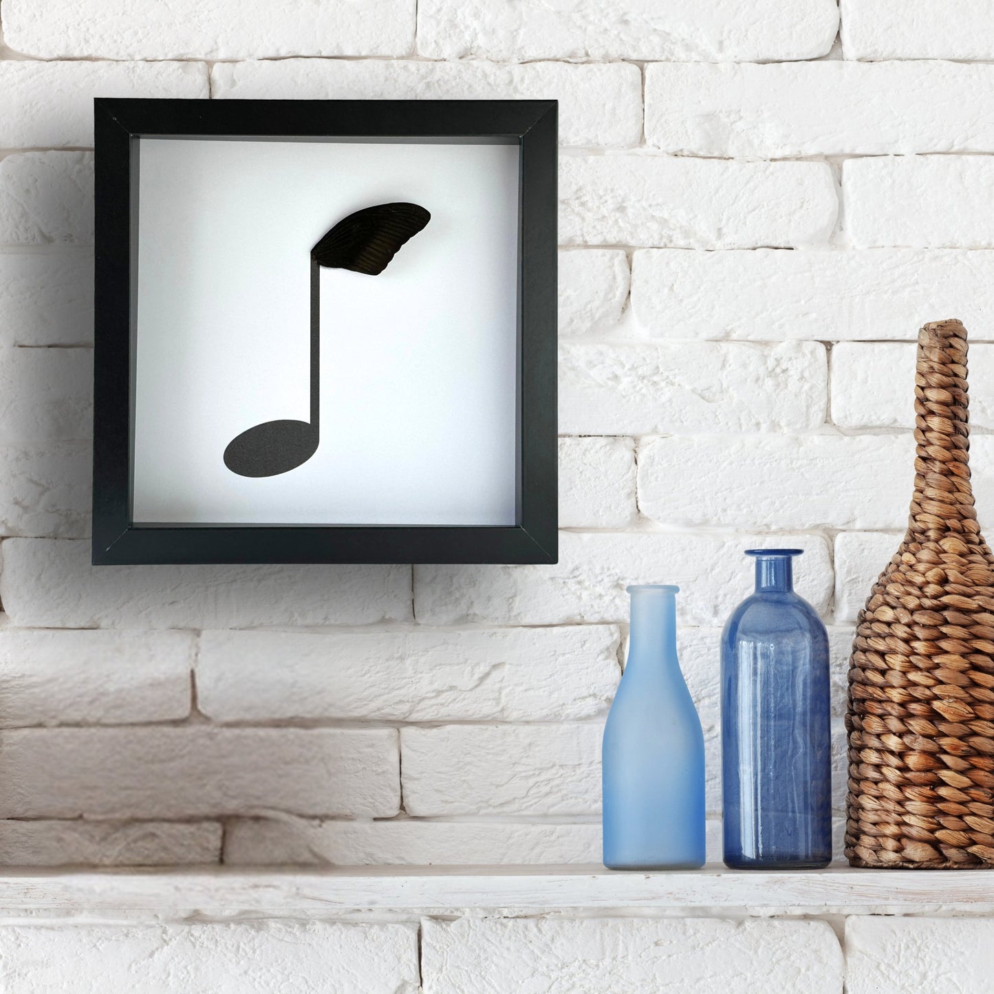 Music Eighth Note Framed Art with Real Butterfly Wing - Isms Butterfly Conservation ArtFramed Art