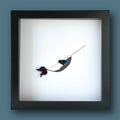 Narwhal Framed Art with Real Butterfly Wings - Isms Butterfly Conservation ArtFramed Art