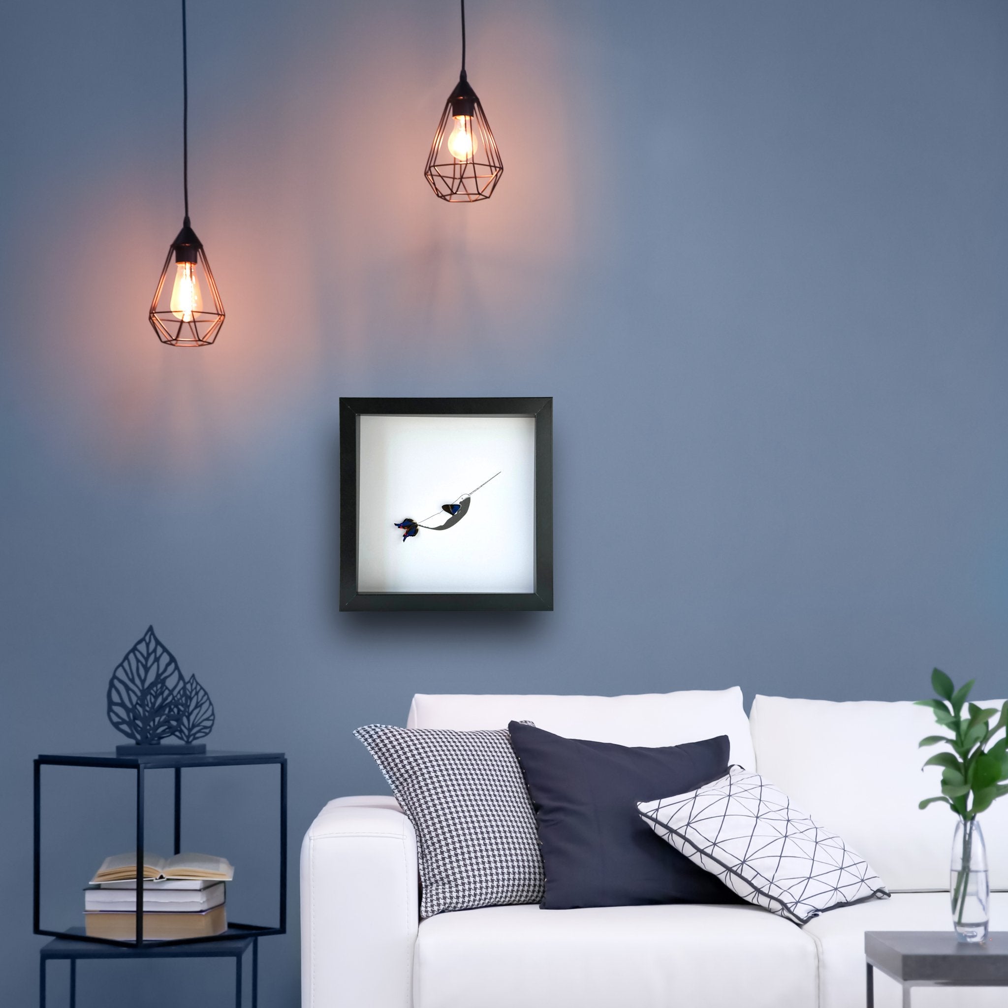 Narwhal Framed Art with Real Butterfly Wings - Isms Butterfly Conservation ArtFramed Art