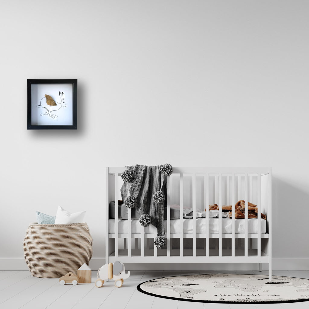 Rabbit Hare Framed Art with Real Butterfly Wing - Isms Butterfly Conservation ArtFramed Art