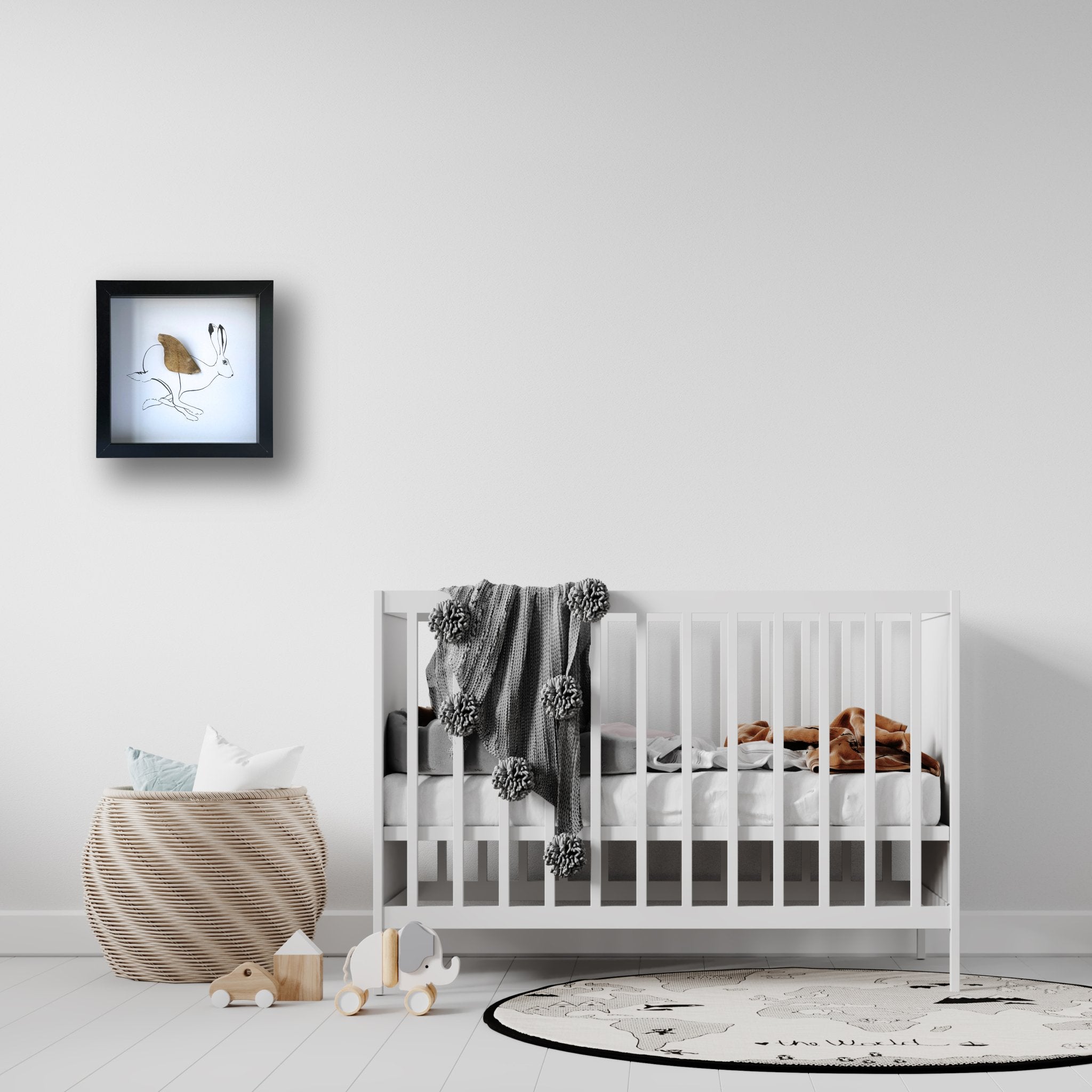 Rabbit Hare Framed Art with Real Butterfly Wing - Isms Butterfly Conservation ArtFramed Art