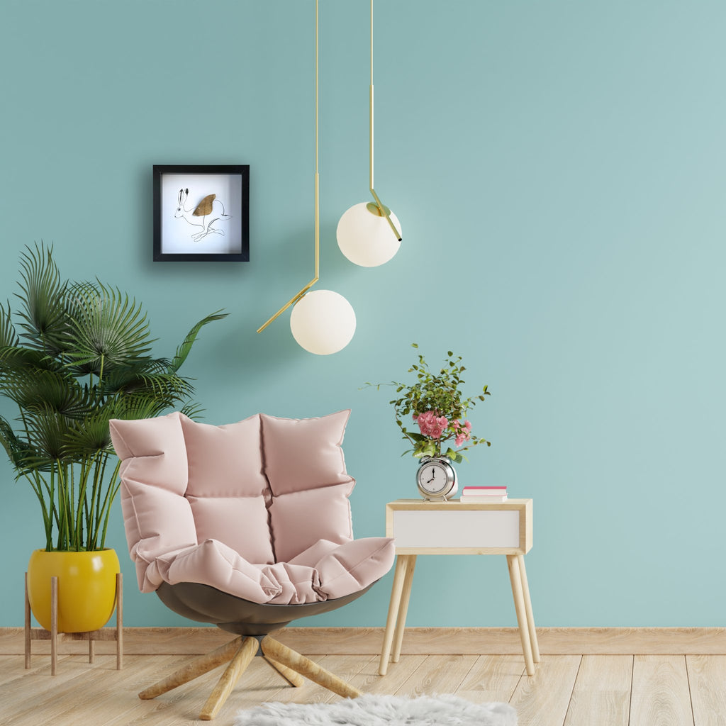 Rabbit Hare Framed Art with Real Butterfly Wing - Isms Butterfly Conservation ArtFramed Art