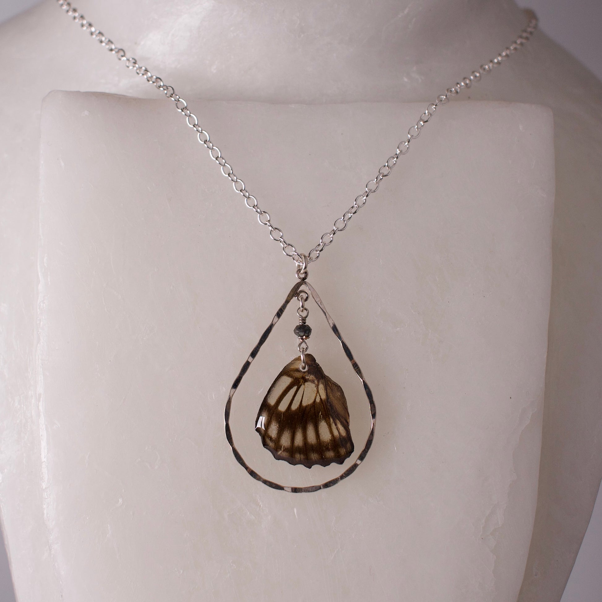 real butterfly pendant common sailor butterflies hematite sterling silver teardrop silver necklace