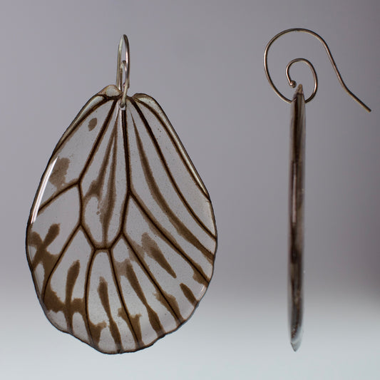 real butterfly wing earrings Idea idea Rice Paper butterflies sterling silver earring coils side view