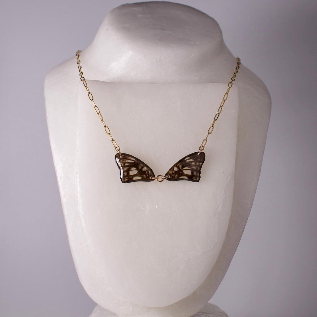 real butterfly wing necklace common sailor butterflies gold necklace Neptis hylas on wax form