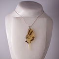 real butterfly wing necklace giant swallowtail butterflies Papilio Androcles silver necklace on form