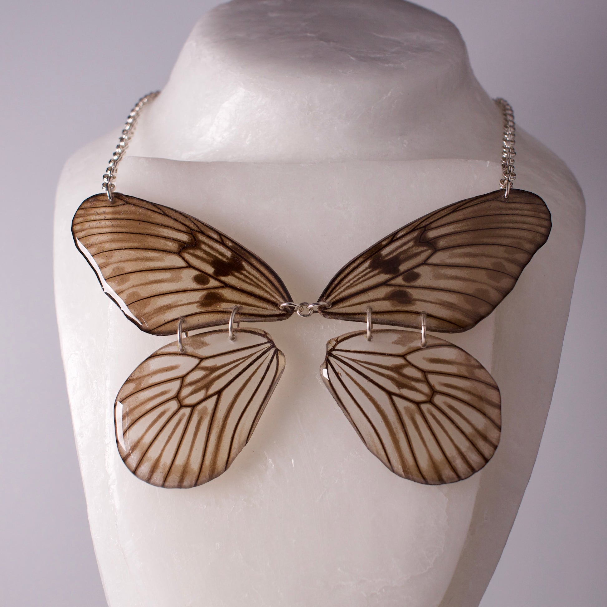 real butterfly wing necklace  Blanchardii"s Ghost Butterflies Idea blanchardii silver chain on wax form
