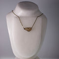 real butterfly wing necklace striped green khaki butterflies yellow citrine bronze chain necklace on mannequin