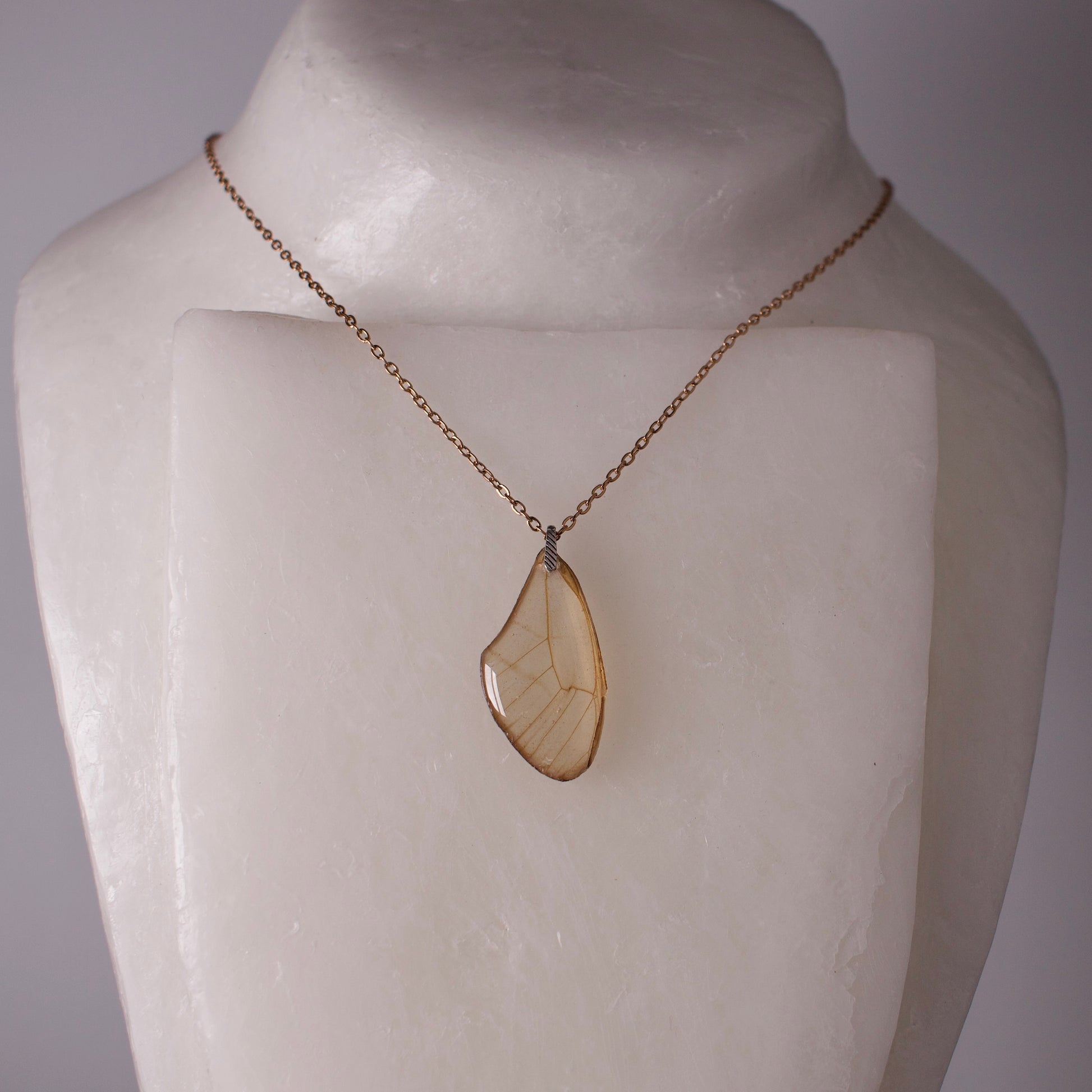 real butterfly wing pendant blushing phantom butterflies rose gold sterling silver necklace on wax form