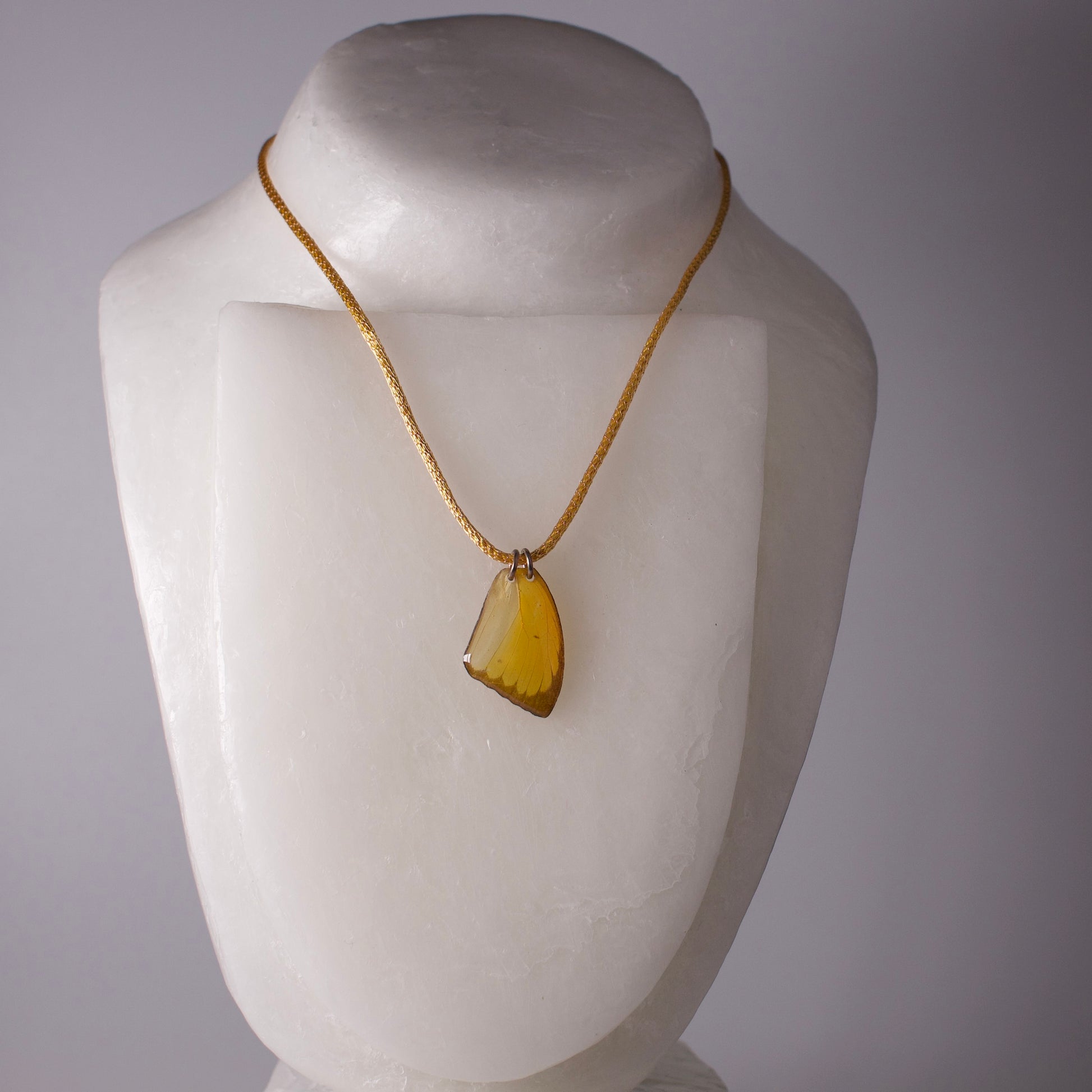 real butterfly wing pendant orange emigrant crocheted gold silver necklace yellow butterflies on wax form