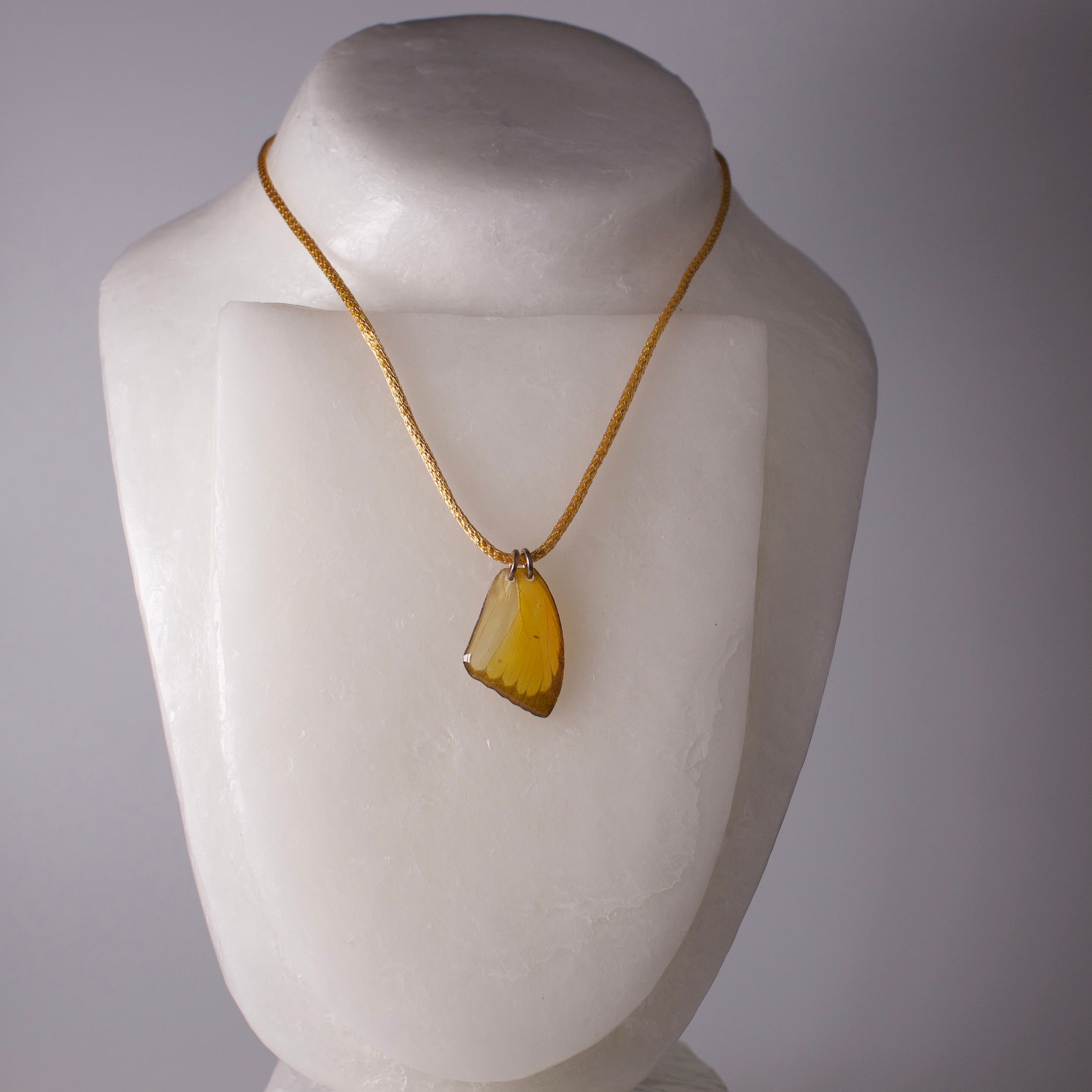 real butterfly wing pendant orange emigrant crocheted gold silver necklace yellow butterflies on wax form