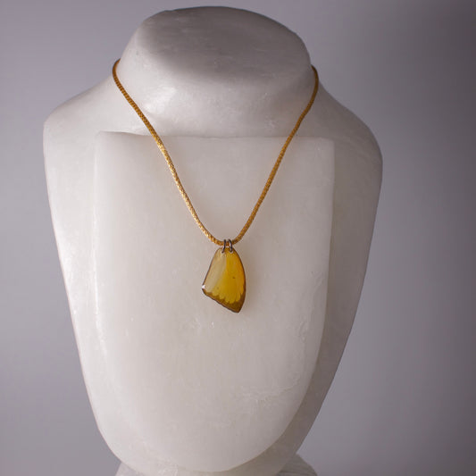 real butterfly wing pendant orange emigrant crocheted gold silver necklace yellow butterflies on wax form