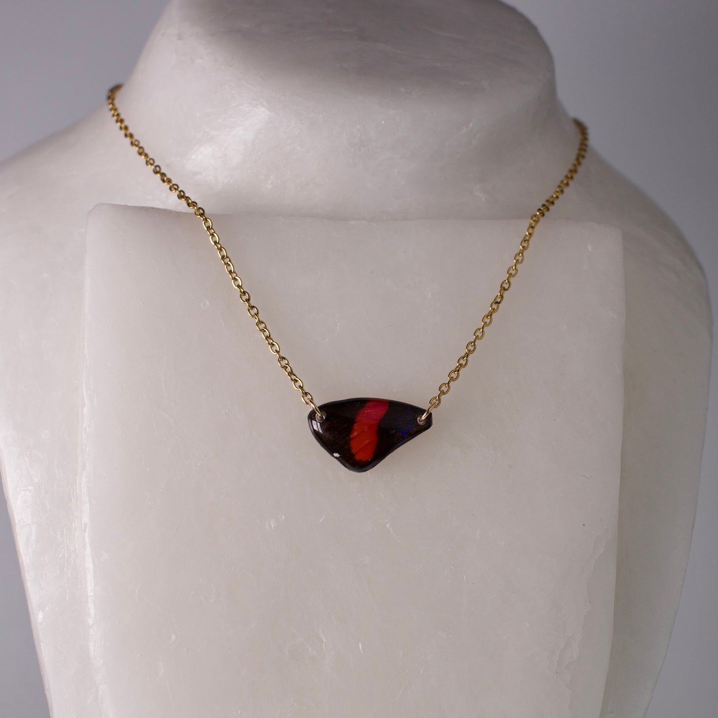 real butterfly wing pendant red number butterflies gold necklace on wax form